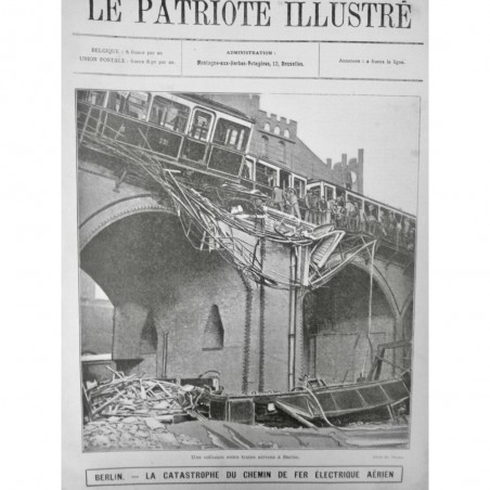 1908 ACCIDENT TRAIN CATASTROPHE CHEMIN FER AERIEN BERLIN COLLISION TRAIN