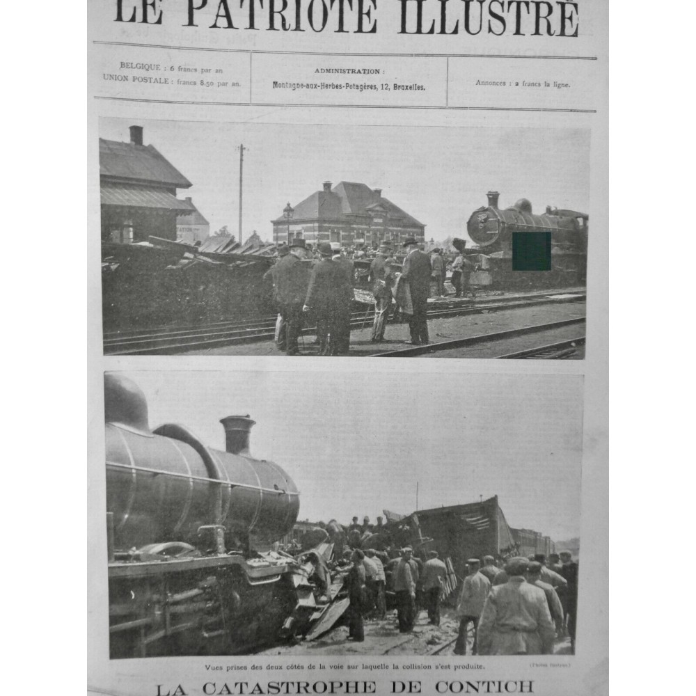 1908 ACCIDENT TRAIN CATASTROPHE CONTICH COLLISION TRAIN DEGAT VOIES FERREES