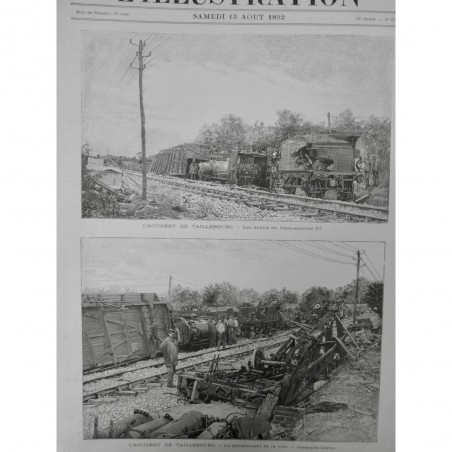 1892 ACCIDENT TRAIN CATASTROPHE TAILLEBOURG TRAIN EXPRESS DEBLAIEMENT VOIE