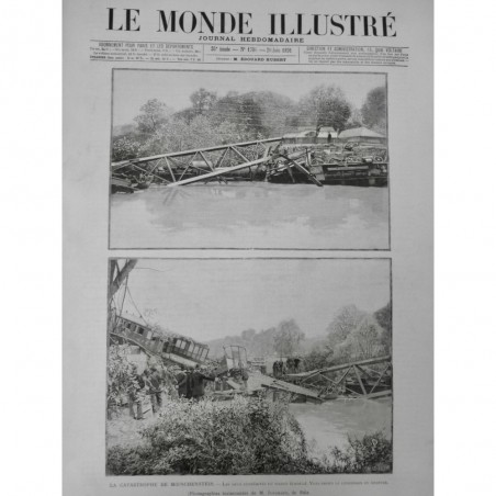 1891 ACCIDENT TRAIN CATASTROPHE SUISSE MOENCHENSTEIN VIADUC ECROULÉ PONT ARCHE