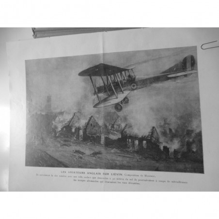 1918 AVIATION LIEVIN AVIATEUR ANGLAIS MITRAILLEUSE TROUPE ALLEMANDE