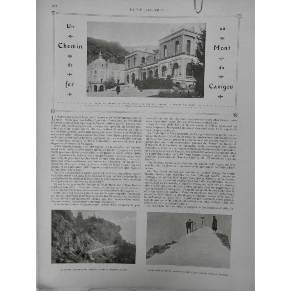 1906 1ER TRAIN INAUGURATION NOUVELLE SUISSE CHEMIN FER MONT CANIGOU VERNET BAINS