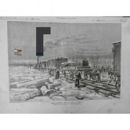 1881 1ER TRAIN INAUGURATION NOUVELLE CHEMIN FER CONSTRUCTION FLEUVE GLACE