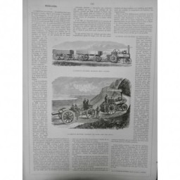 1872 TRAIN BLINDÉ LOCOMOTIVE ROUTIERE ROUE FER VAPEUR PENTE CANON WAGON