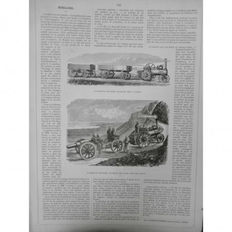 1872 TRAIN BLINDÉ LOCOMOTIVE ROUTIERE ROUE FER VAPEUR PENTE CANON WAGON