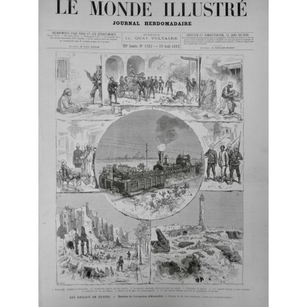 1882 TRAIN BLINDÉ EGYPTE ENTREE ANGLAIS WAGON MITRAILLEUSE NORDENFELT SOLDAT