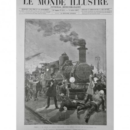 1887 TRAIN BLINDÉ PARIS DEPART GL BOULANGER LOCOMOTIVE 132 VILLENEUVE ST-GEORGES