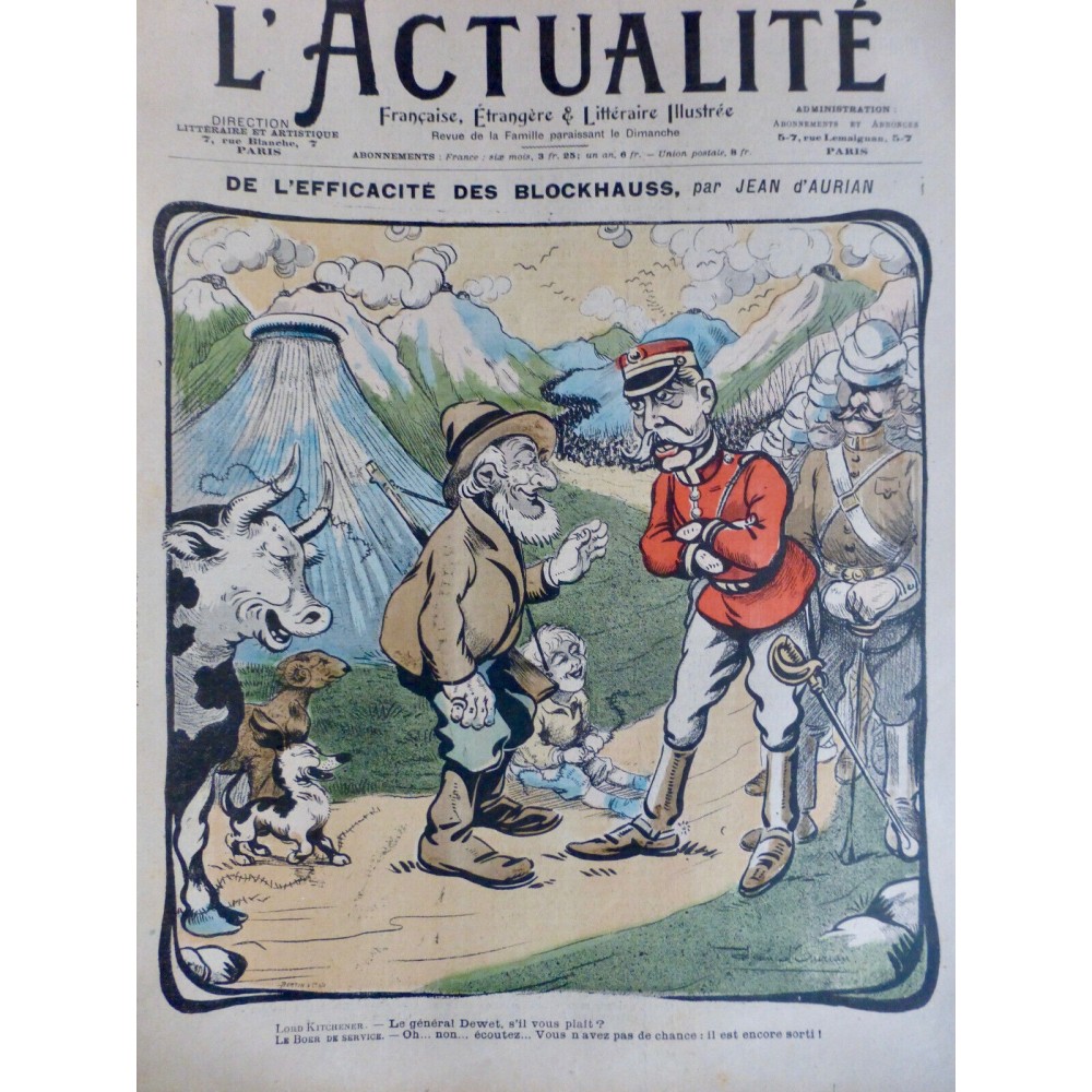 1902 A ARMEE SOLDAT FERMIER VACHE BELIER CHIEN GL DEWET KITCHENER AURIAN