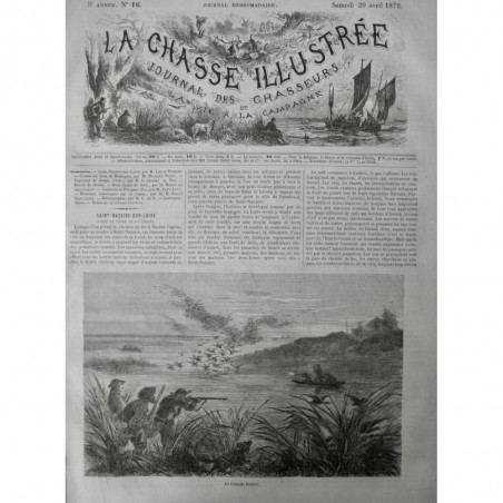 1872 CHASSE GRANDE BRIERE BARQUE CARABINE ETANG VOL CHASSEUR