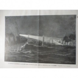 1918 DESSIN MALFROY RAID NOCTURNE DES DESTROYERS ALLEMANDS PAS DE CALAIS